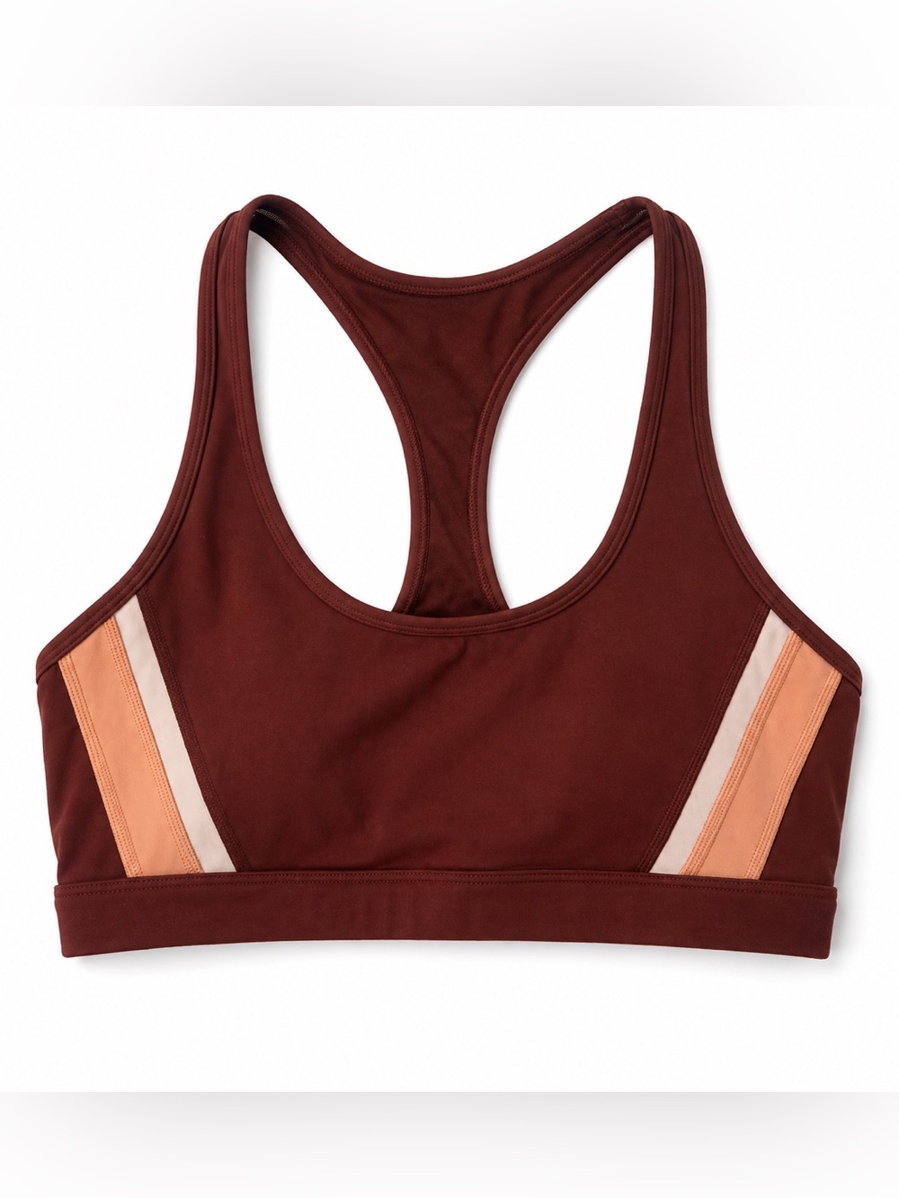 Spiritual Gangster Retro style brown sports bra stripes with mesh racer back